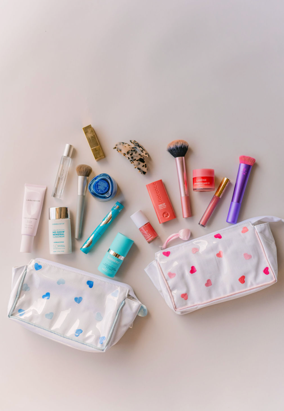 Josie Heart Small Makeup Bag: Blue