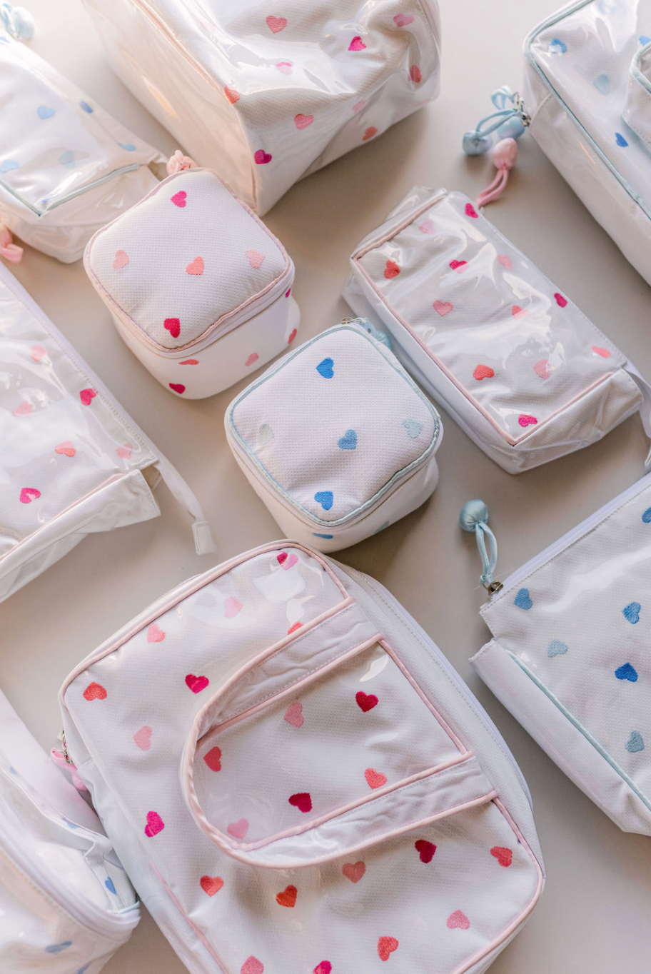 Josie Heart Small Makeup Bag: Blue