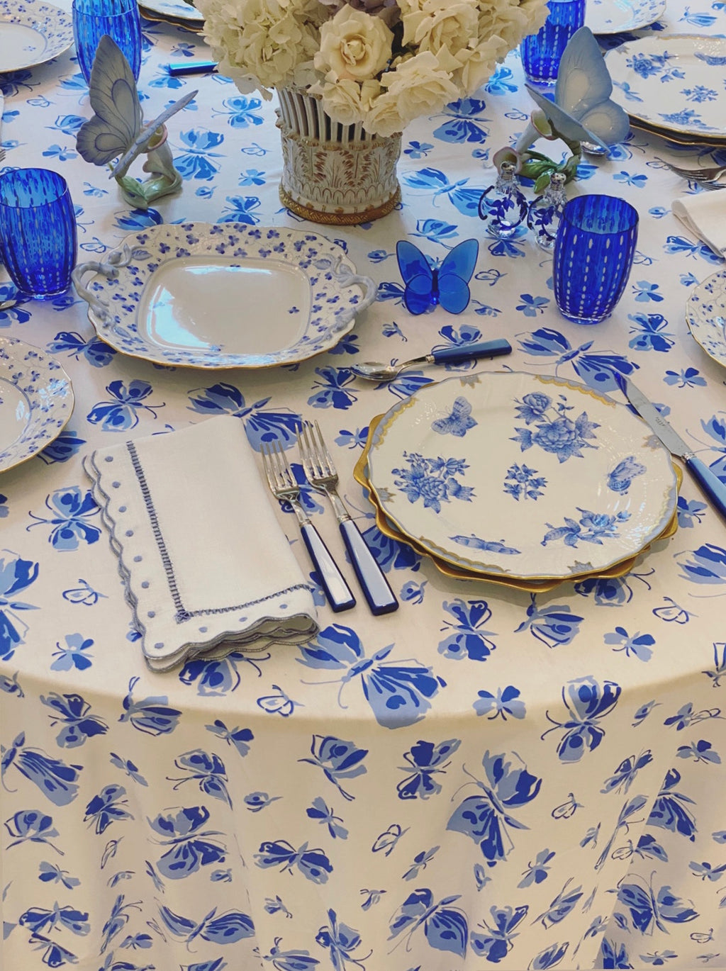 Blue Butterflies Tablecloth
