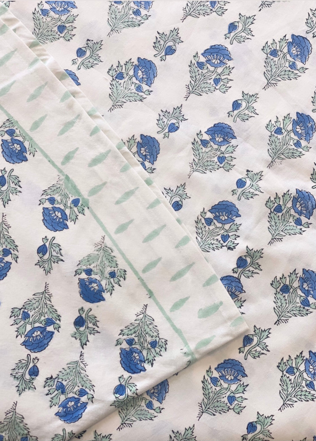 Blue and Seafoam Flower Tablecloth