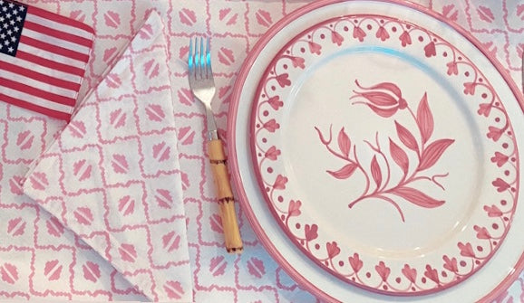 Pink Coffee Bean Block Print Napkins