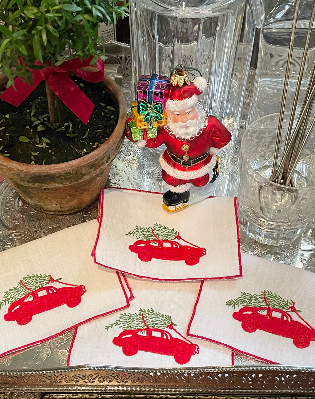 Christmas Tree Car Cocktail Napkins