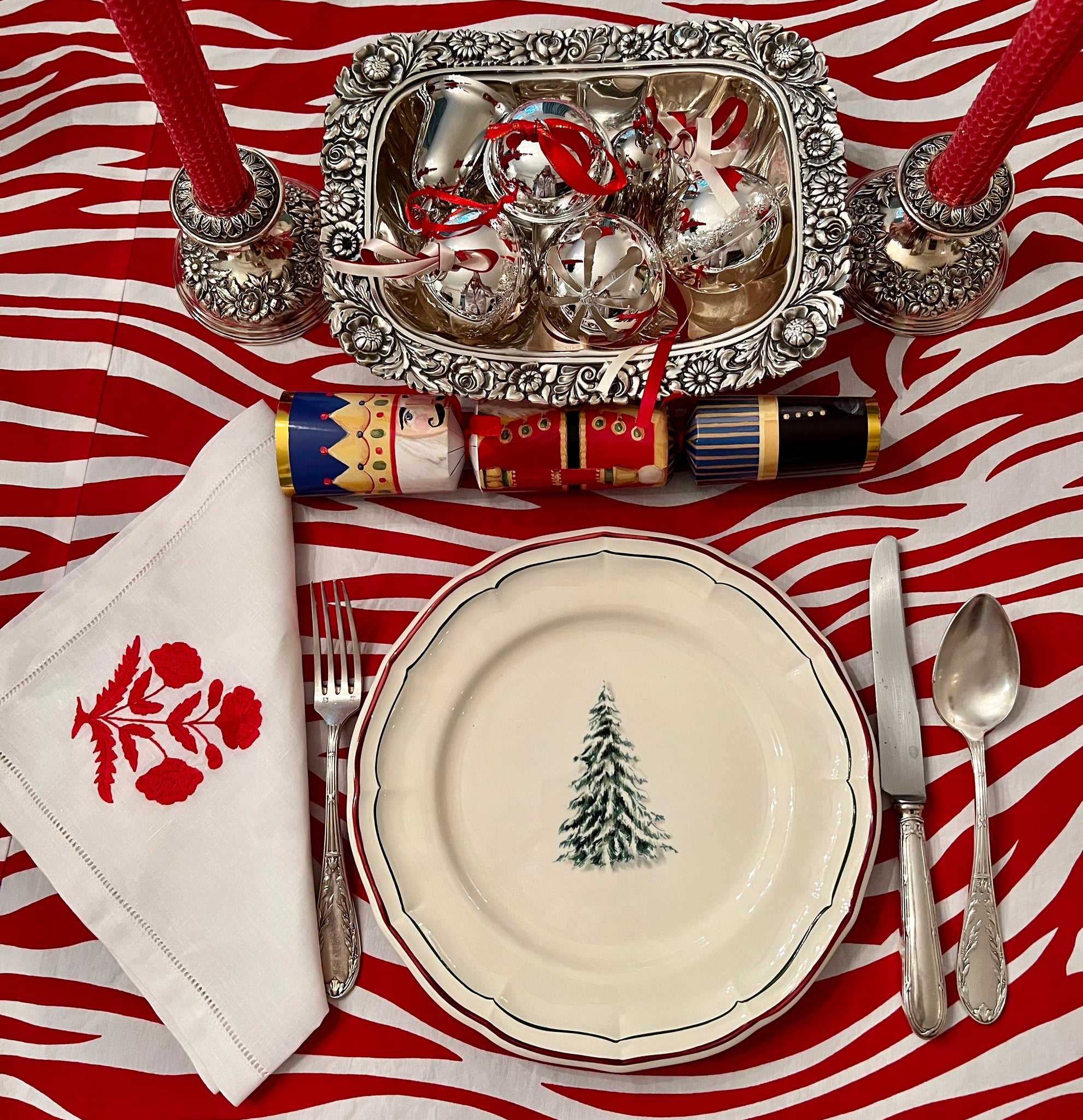Red and White Zebra Tablecloth
