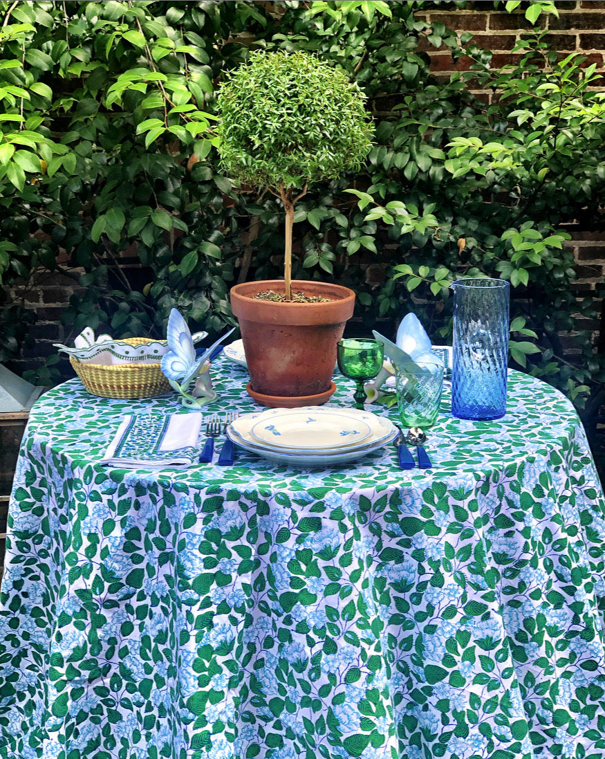 Blue & Green Floral Tablecloth