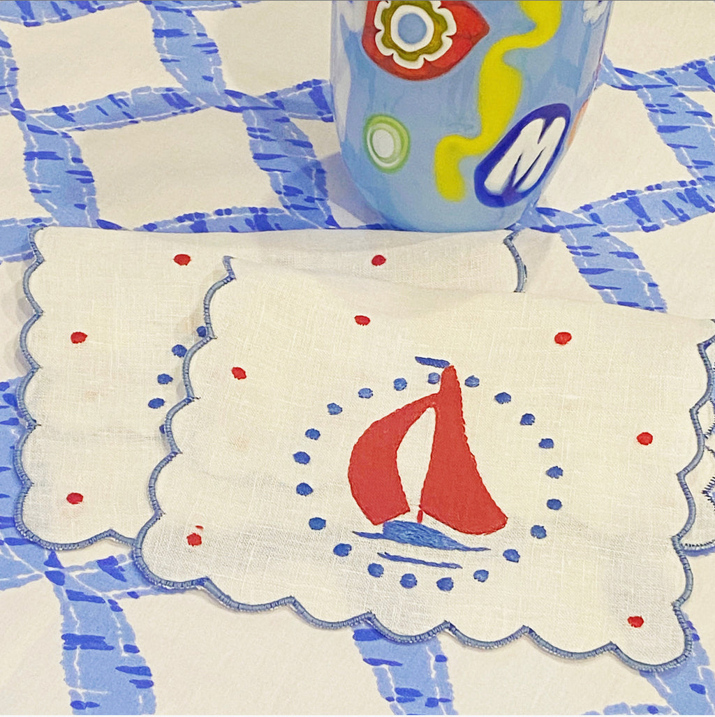 Sailboat and Dots Cocktail Napkin