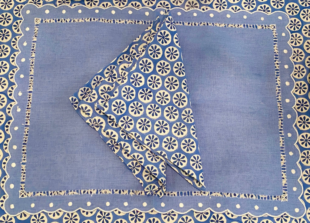 Blue Star Block Print Napkins