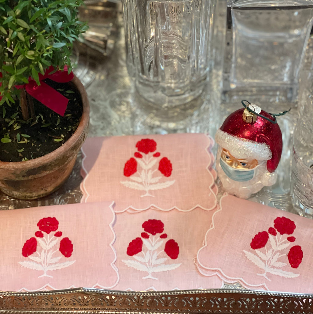 Pink Mughal Flower Cocktail Napkins