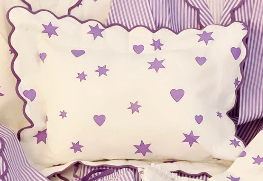 Lavender Heart and Star Boudoir Pillow