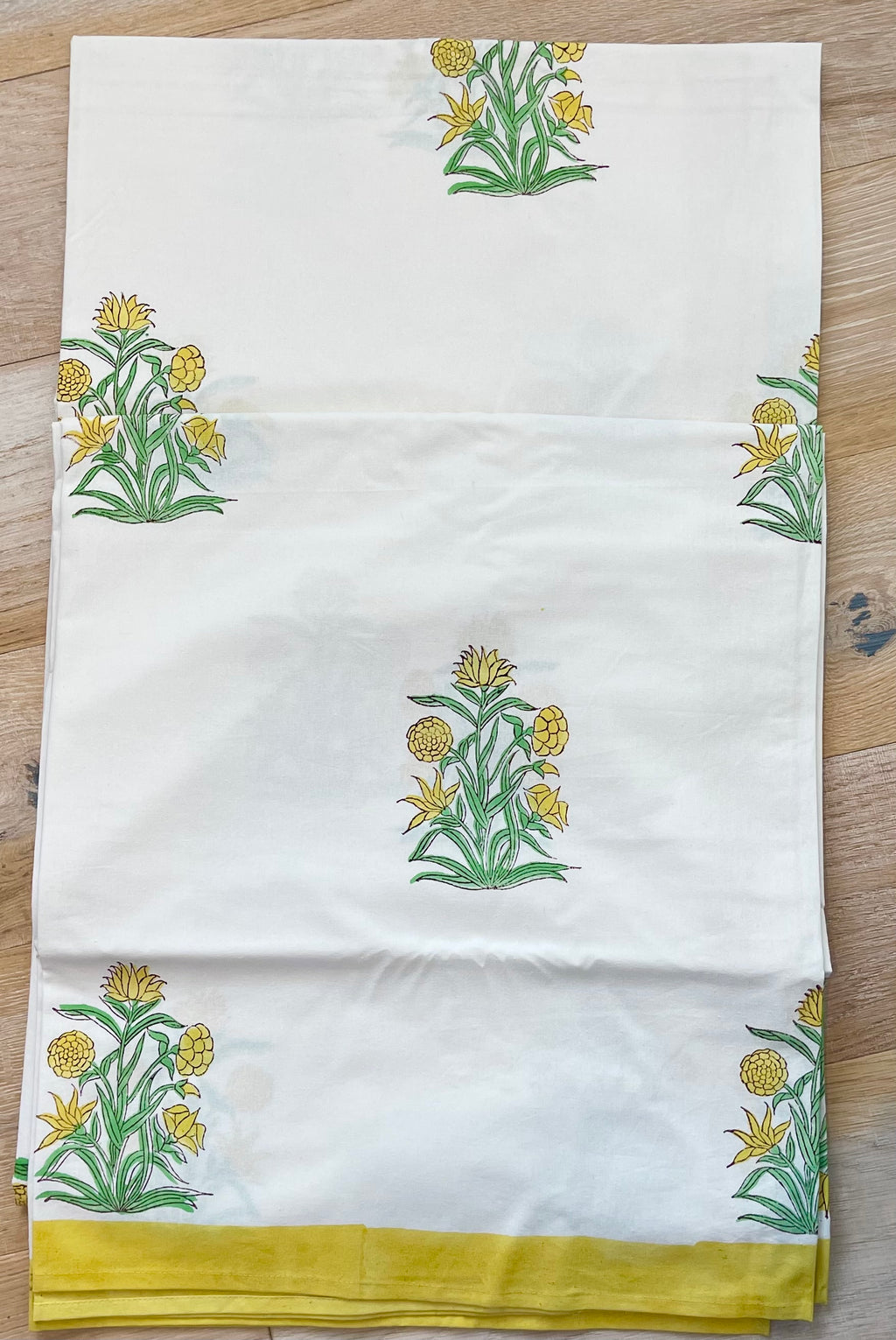 Lemon Yellow Mughal Flower Tablecloth