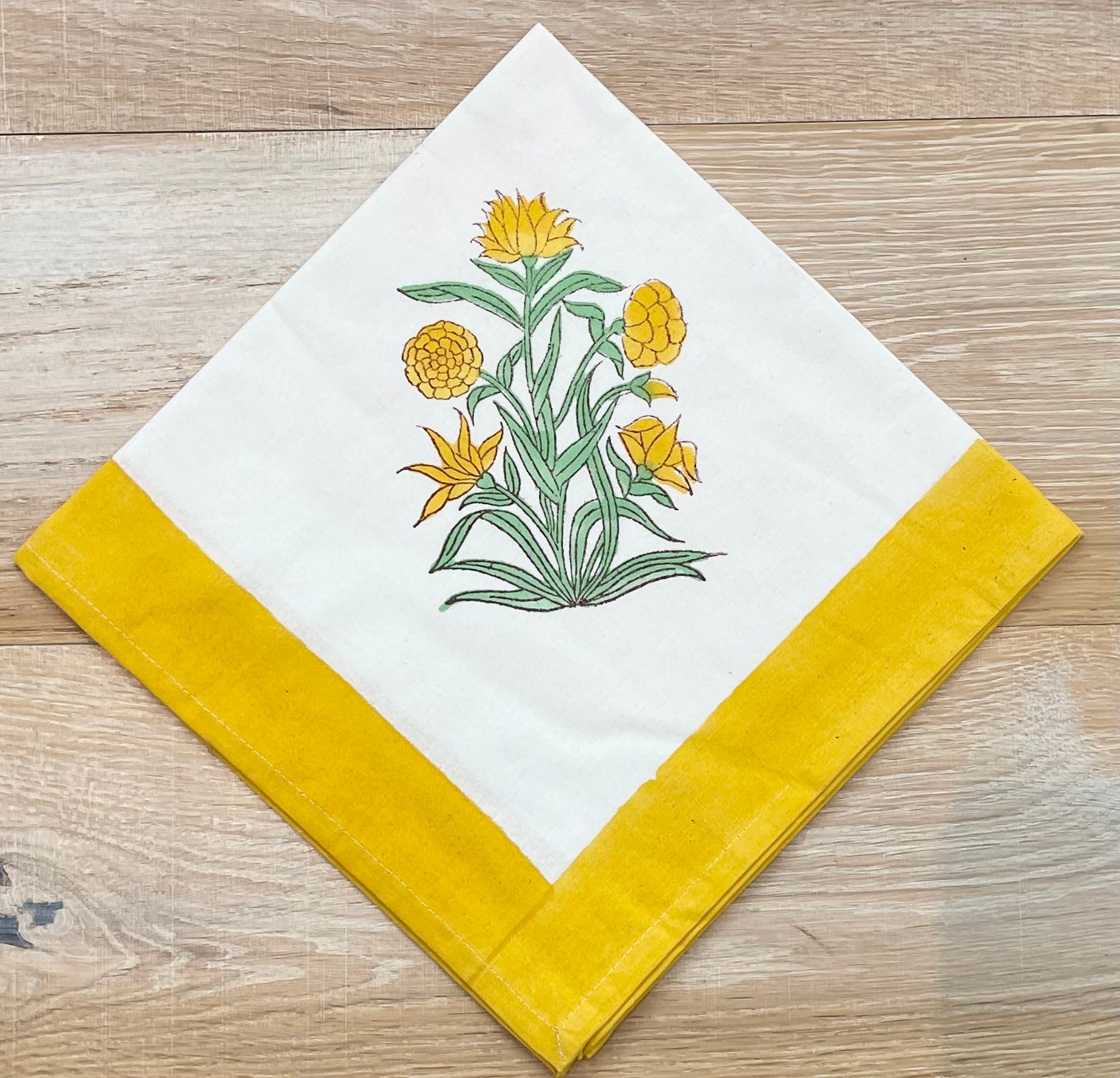 Lemon Yellow Mughal Flower Napkins