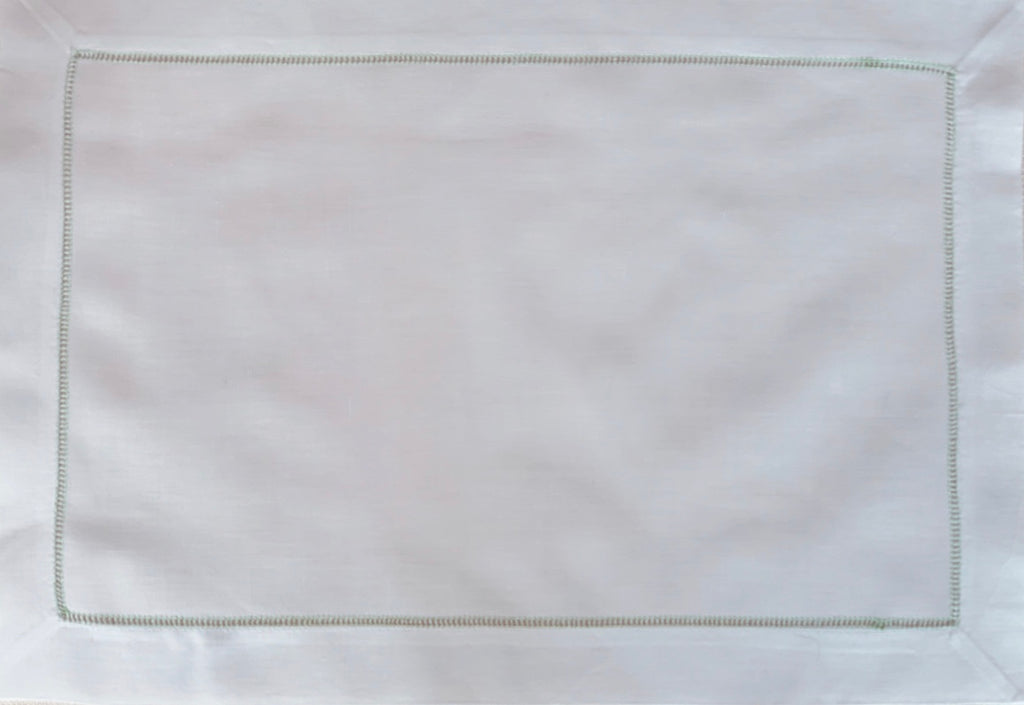 White and Green Hemstitch Placemat