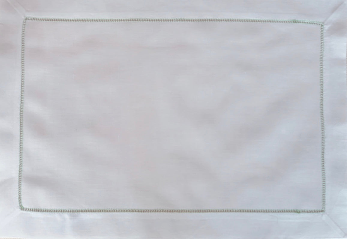 White and Green Hemstitch Placemat