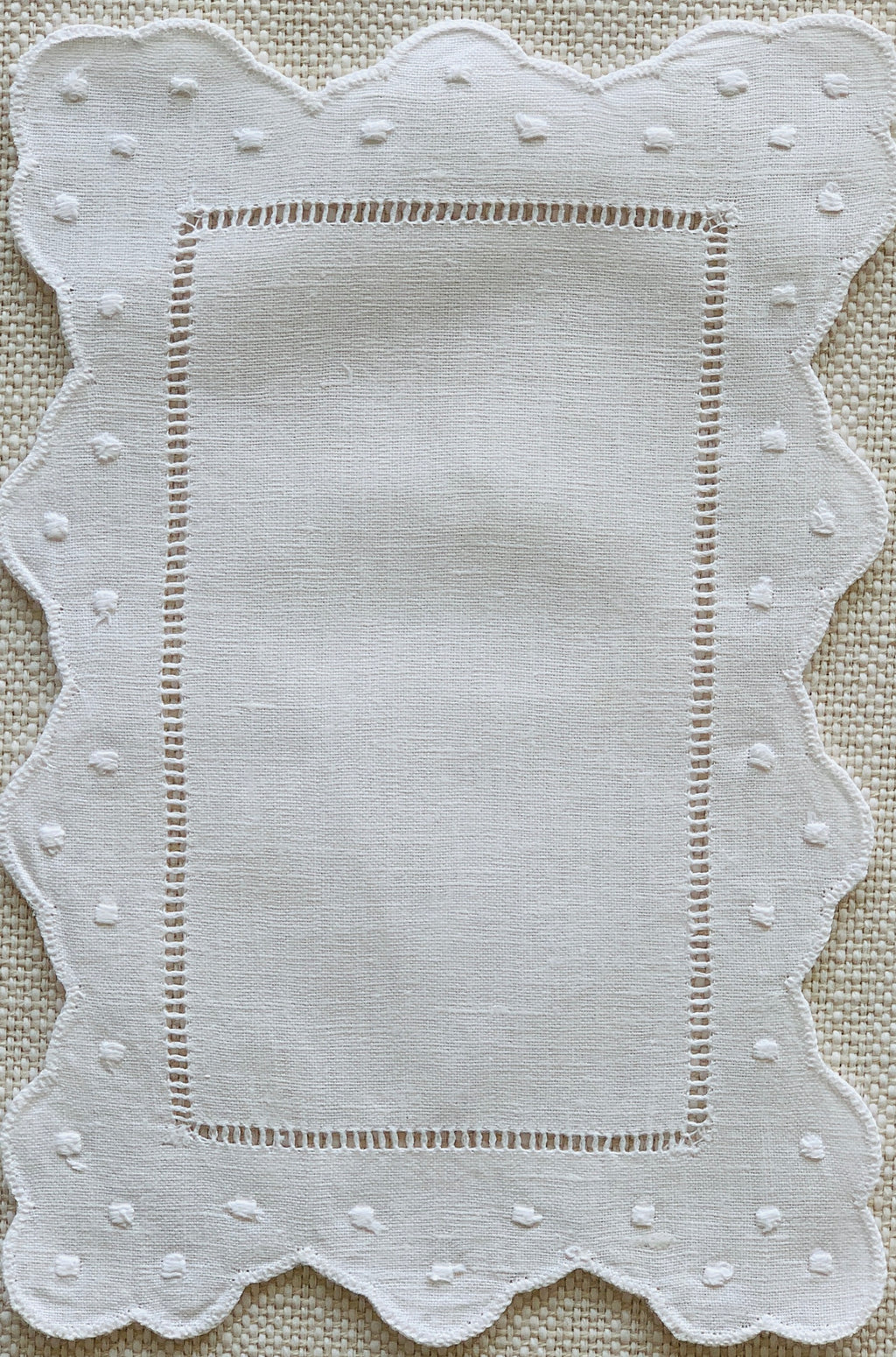 White Scalloped and Dot Cocktail Napkin