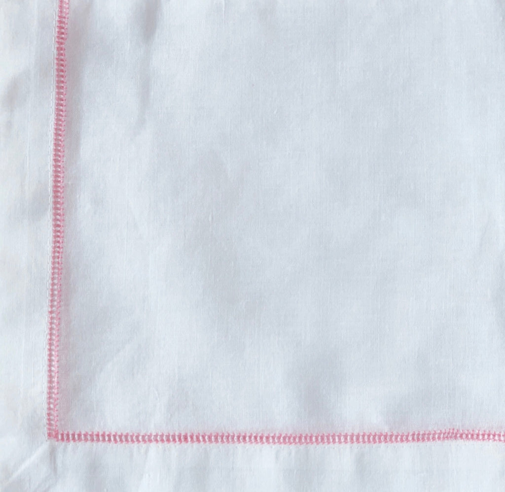 White and Pink Hemstitch Napkin
