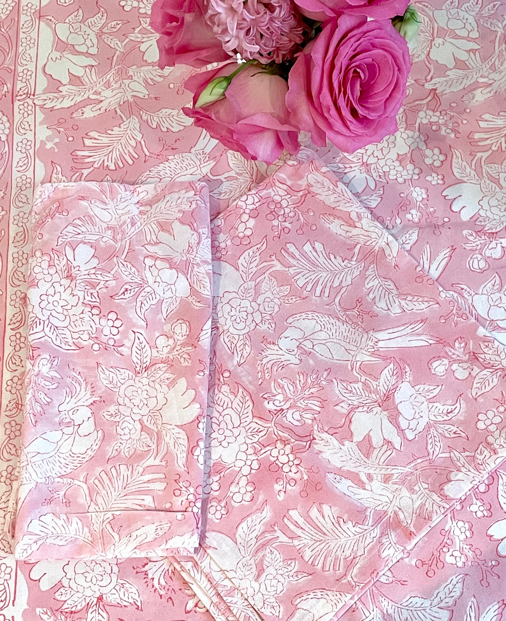 Pink Chinoiserie Block Print Napkins