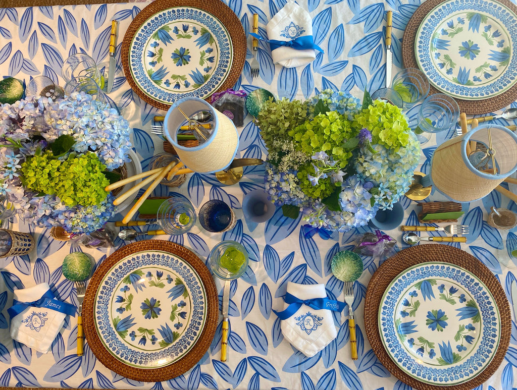 Blue Leaf Tablecloth