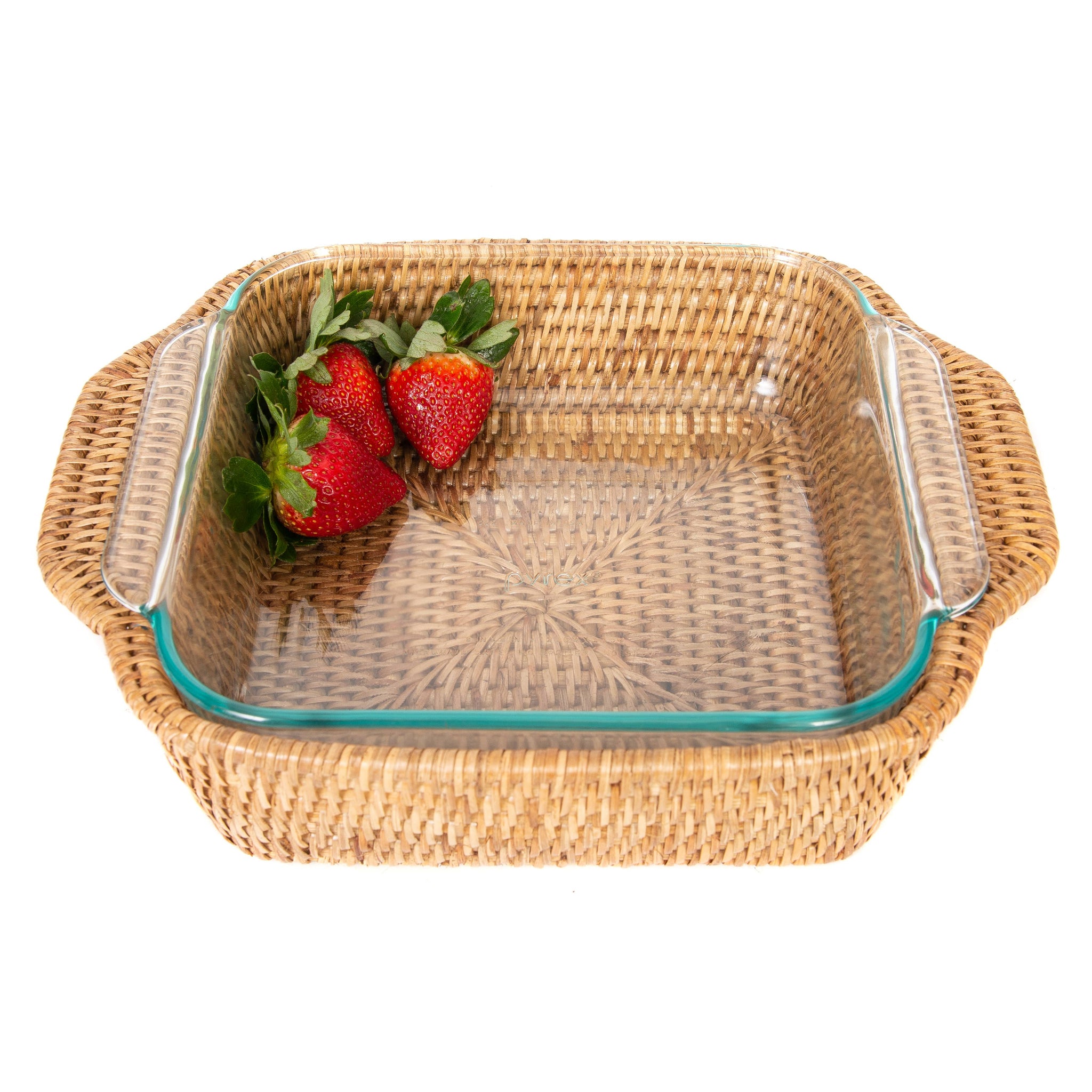 Artifacts Rattan™ Square Baker Basket with Pyrex: Honey Brown