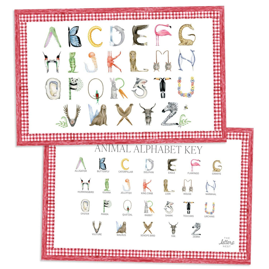 Animal Alphabet Placemats: Red