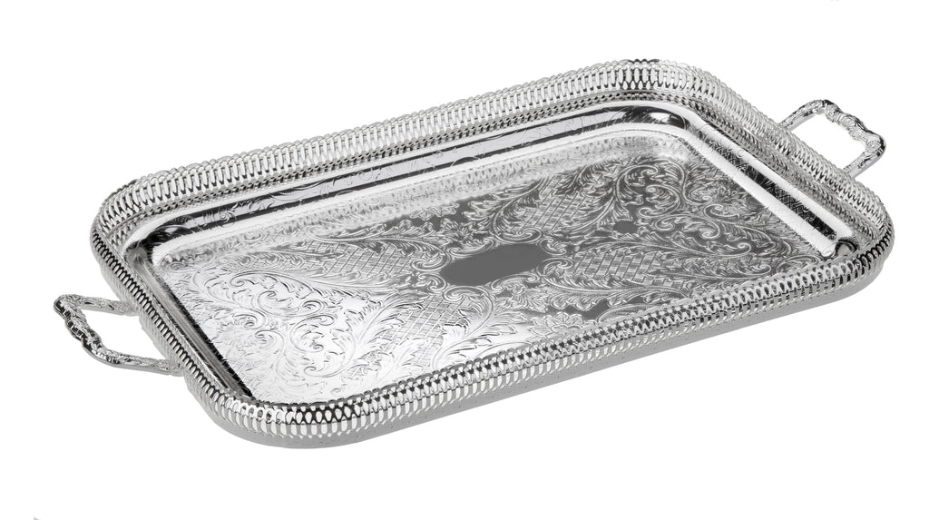Queen Anne Large Oblong 24" Gallery Tray English Silver Plate NO FEET (Tarnish Resistant). SKU #: 0/6340.