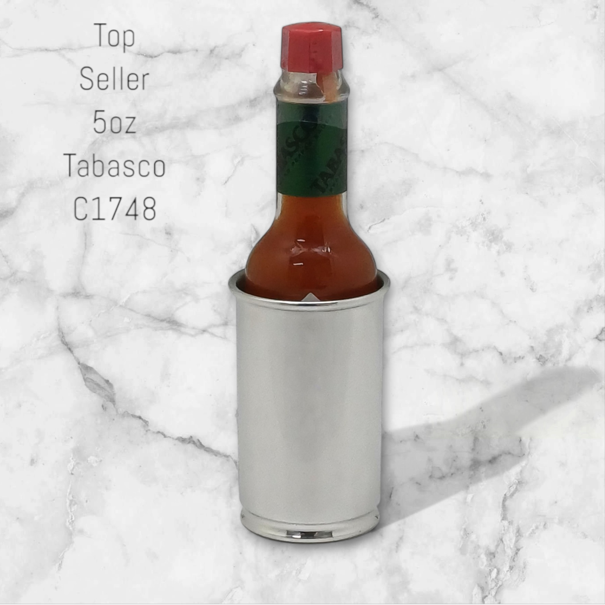 Tabasco Polished Pewter Engravable 5 fl oz Holder  (BOTTLE NOT INCLUDED).SKU #: C1748.