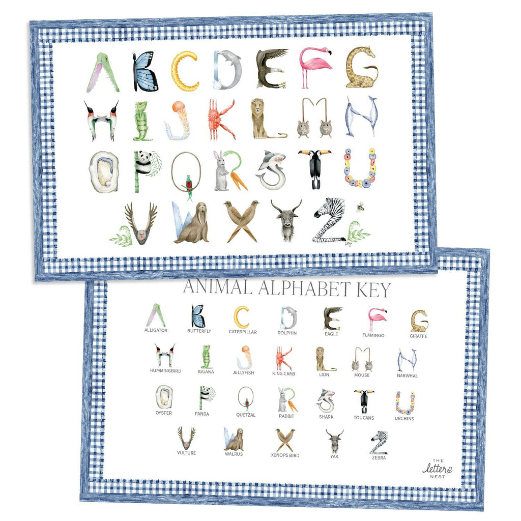 Animal Alphabet Placemats: Blue