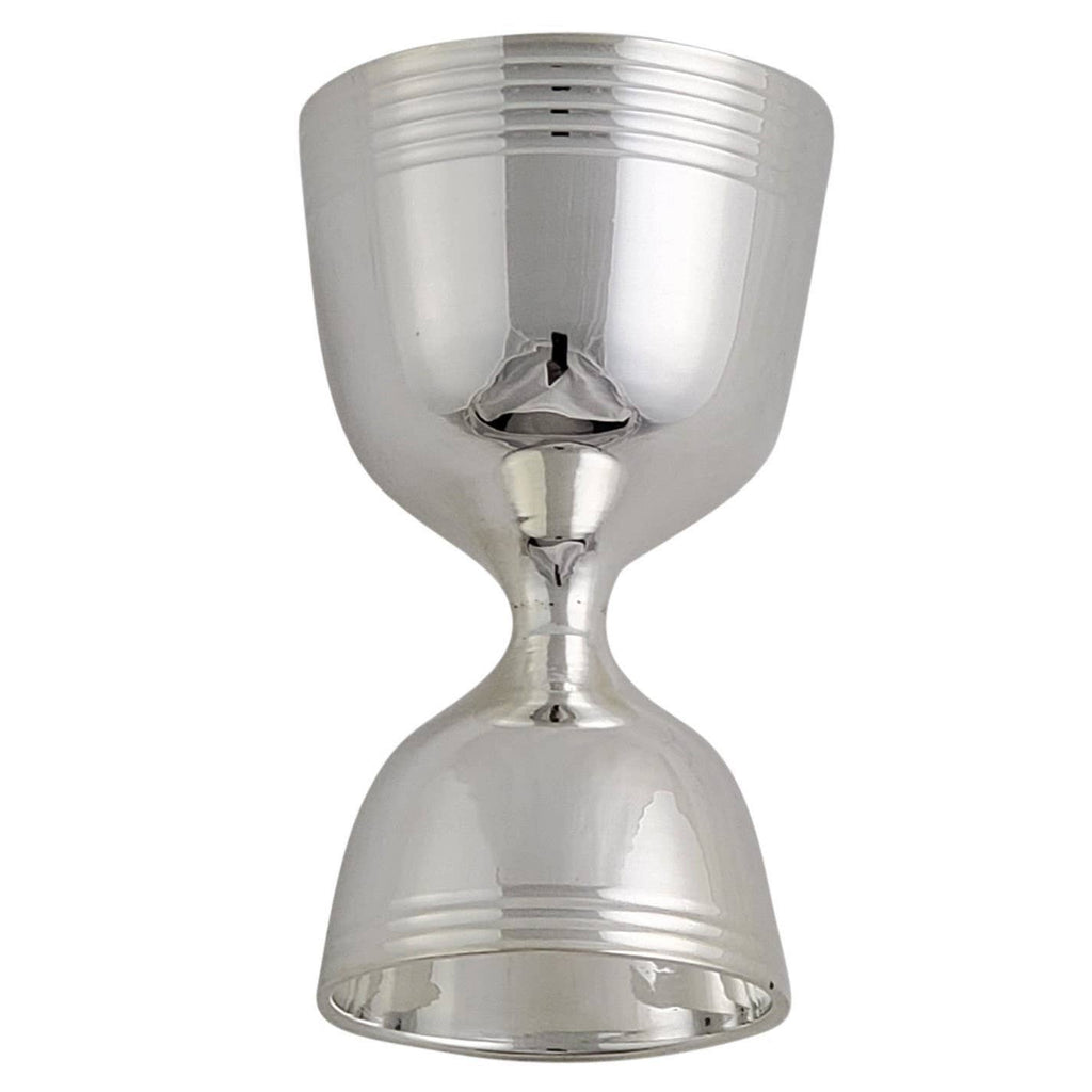 Double Ribbed Double Measure Silver Plate. SKU #: C729.