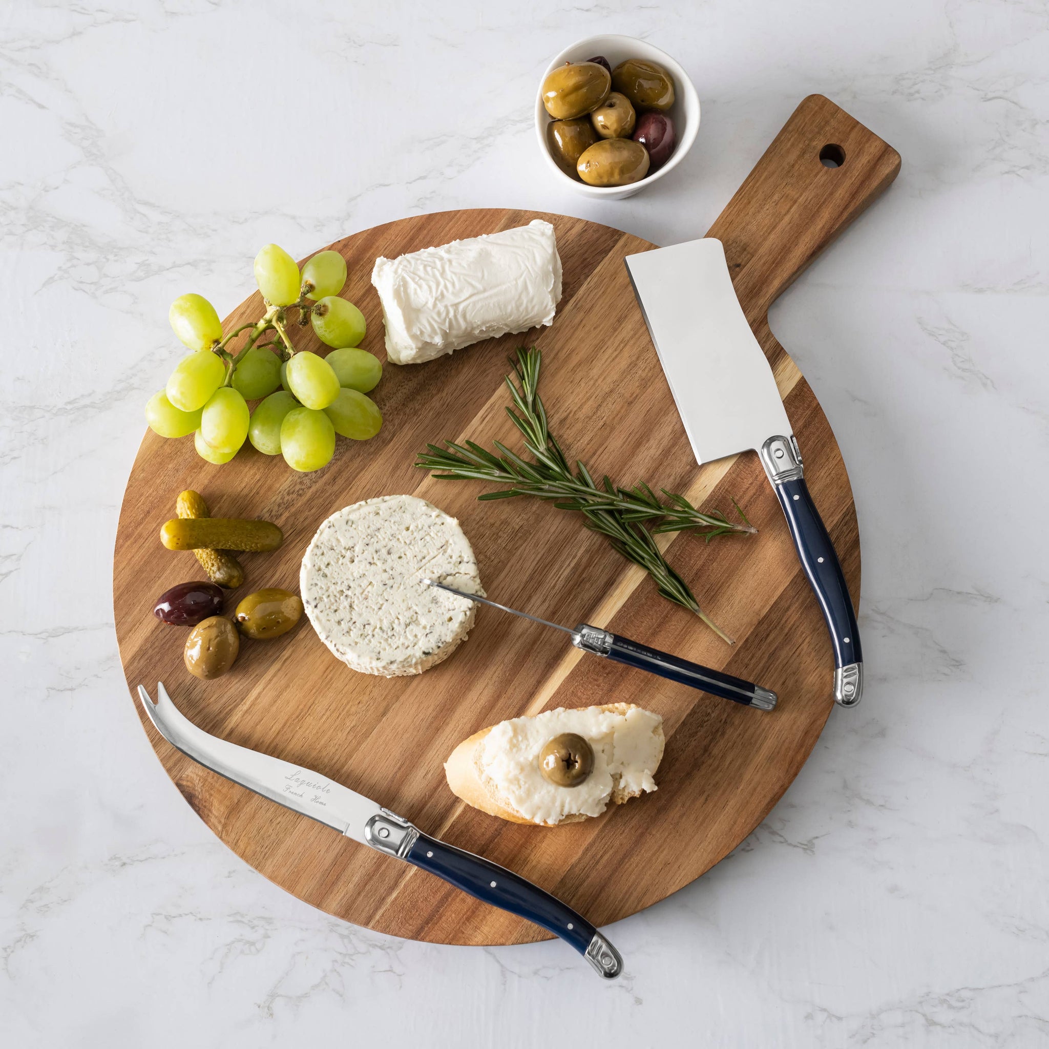 French Home 3-Piece Laguiole Cheese Knife Set with Navy Hand