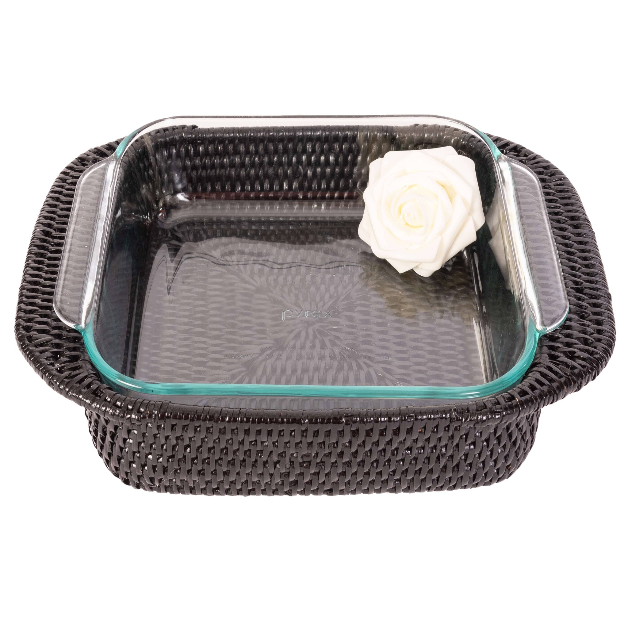 Artifacts Rattan™ Square Baker Basket with Pyrex: Honey Brown
