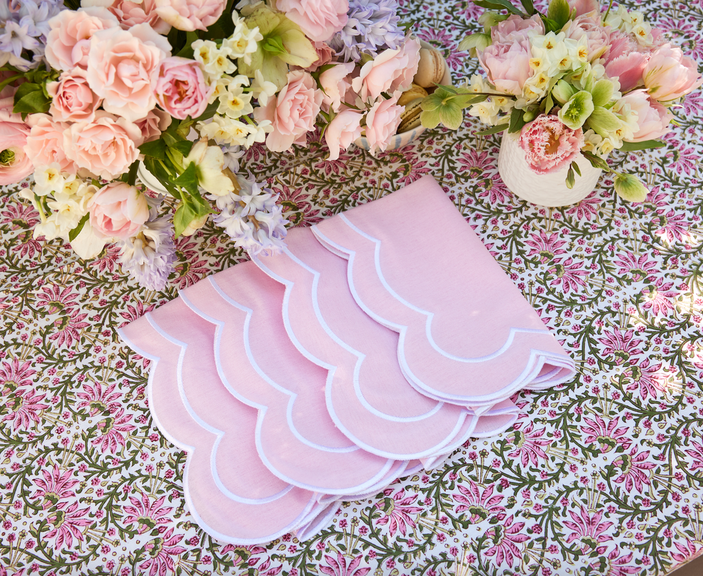 Scalloped pink napkin