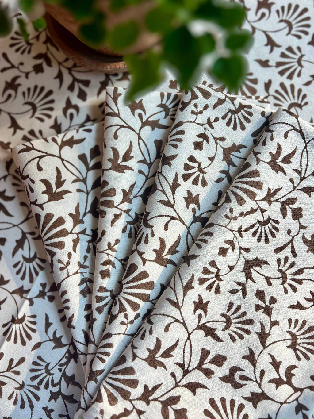 Trailing Florets Napkins in Chocolate Brown - Set of 4