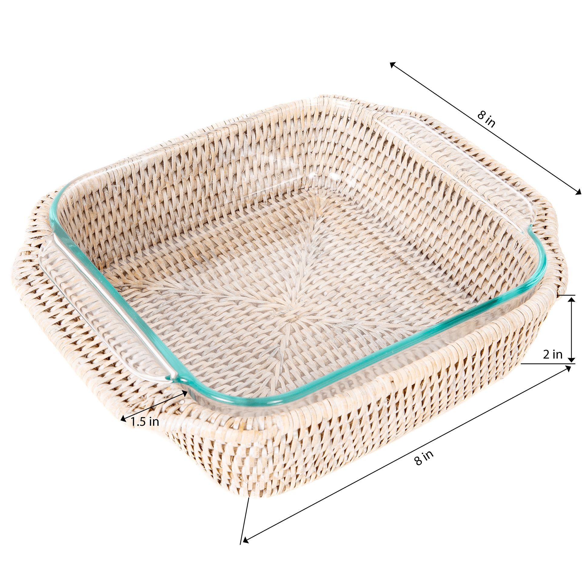 Artifacts Rattan™ Square Baker Basket with Pyrex: Honey Brown