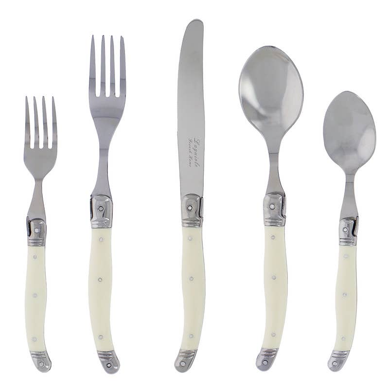 Laguiole 20-Piece Stainless Steel Flatware Set, Faux Ivory
