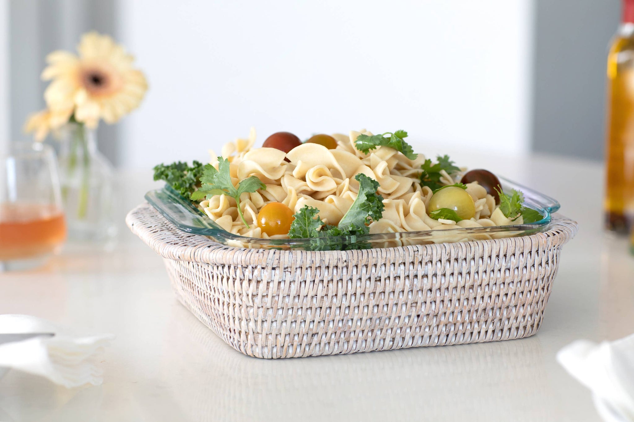 Artifacts Rattan™ Square Baker Basket with Pyrex: Honey Brown