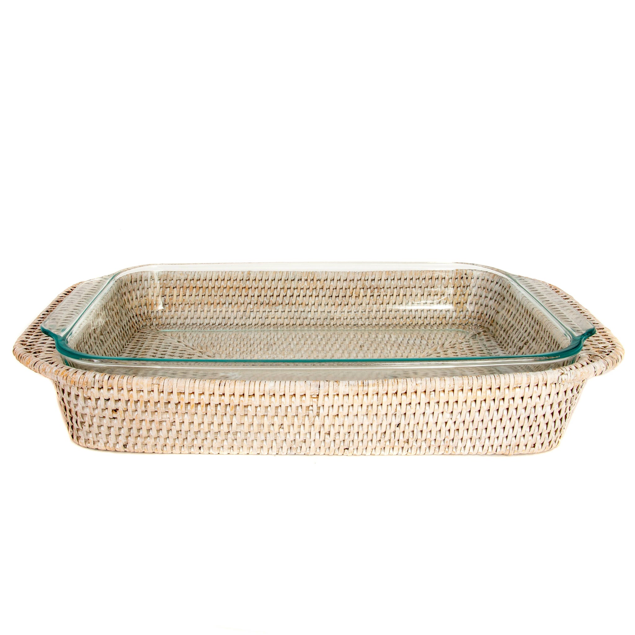 Artifacts Rattan™ Rectangular Baker Basket with Pyrex - 13": Honey Brown