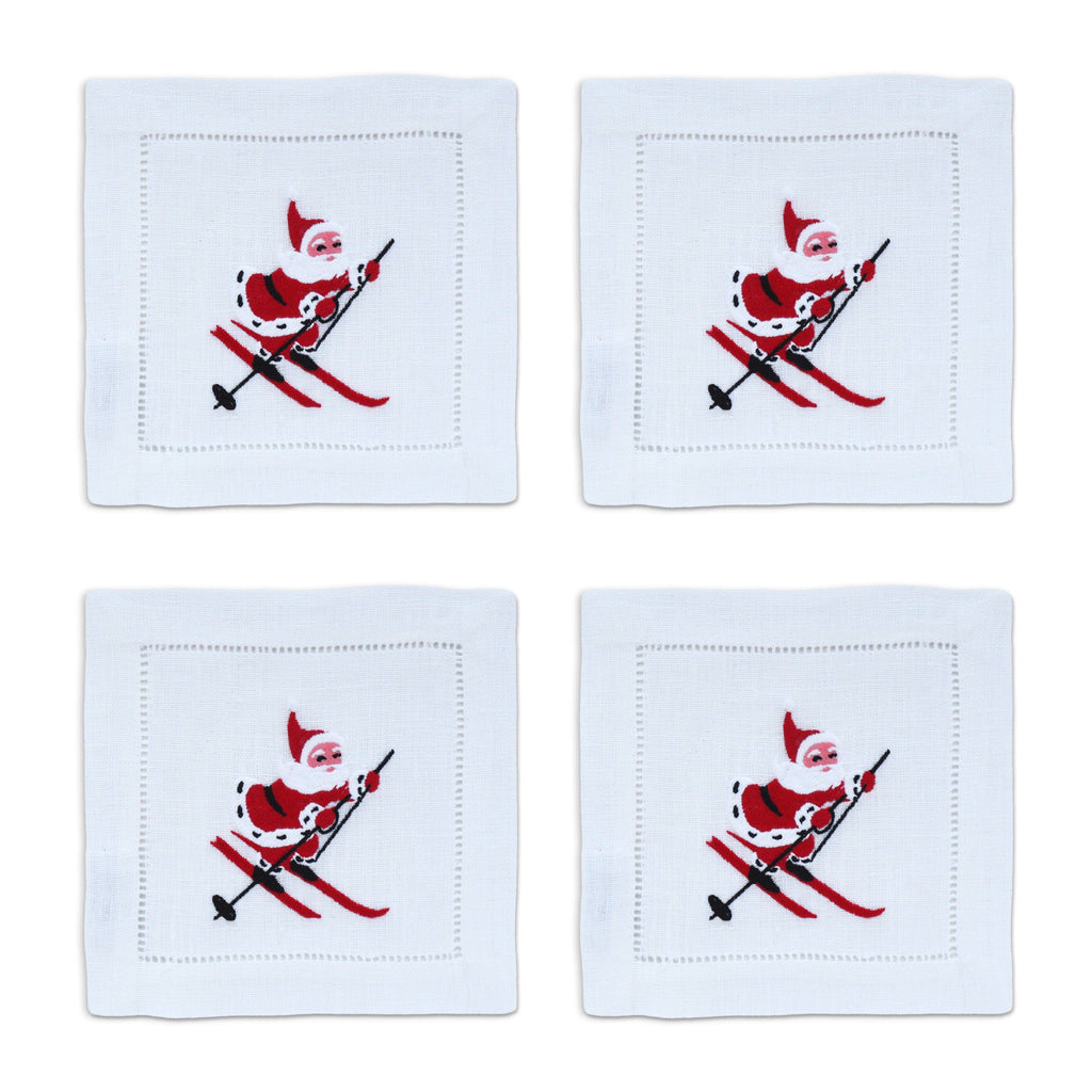 Skiing Santa Cocktail Napkins (4)