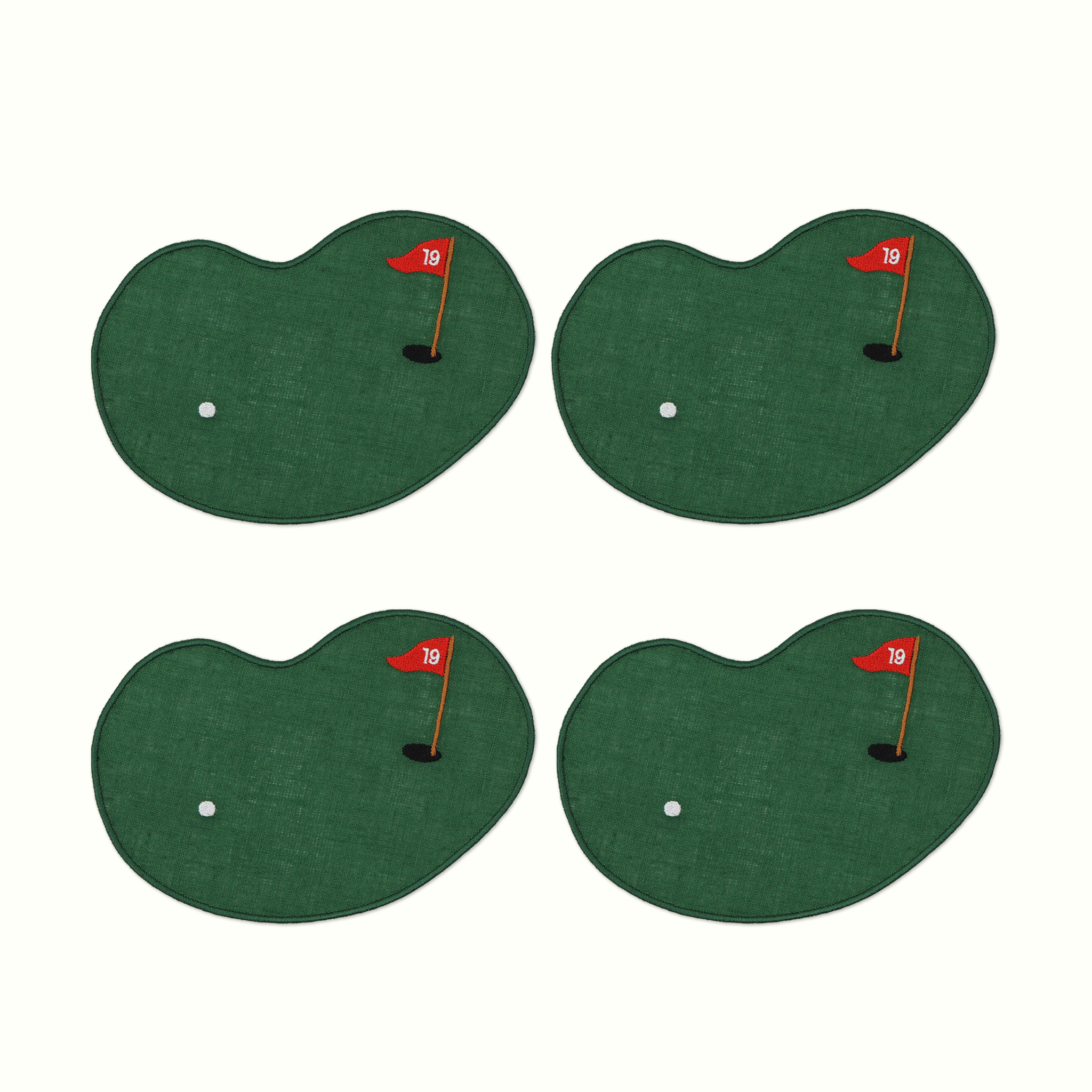 Golf Linen Cocktail Napkins - Set of 4