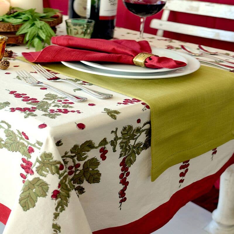 Gooseberry Red & Green | French Tablecloths: 90" Round