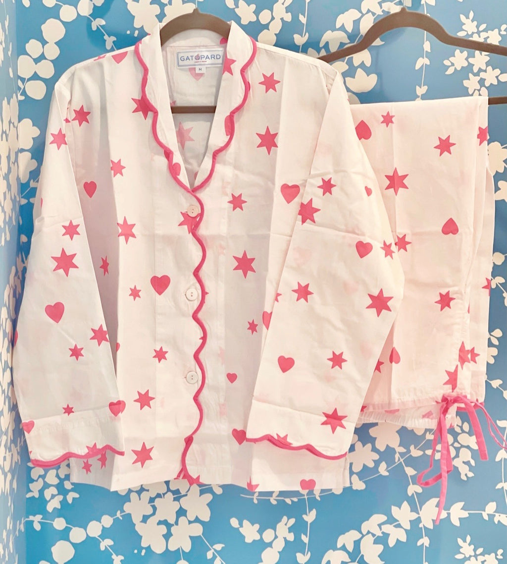 Pink Heart and Star Pajama Set