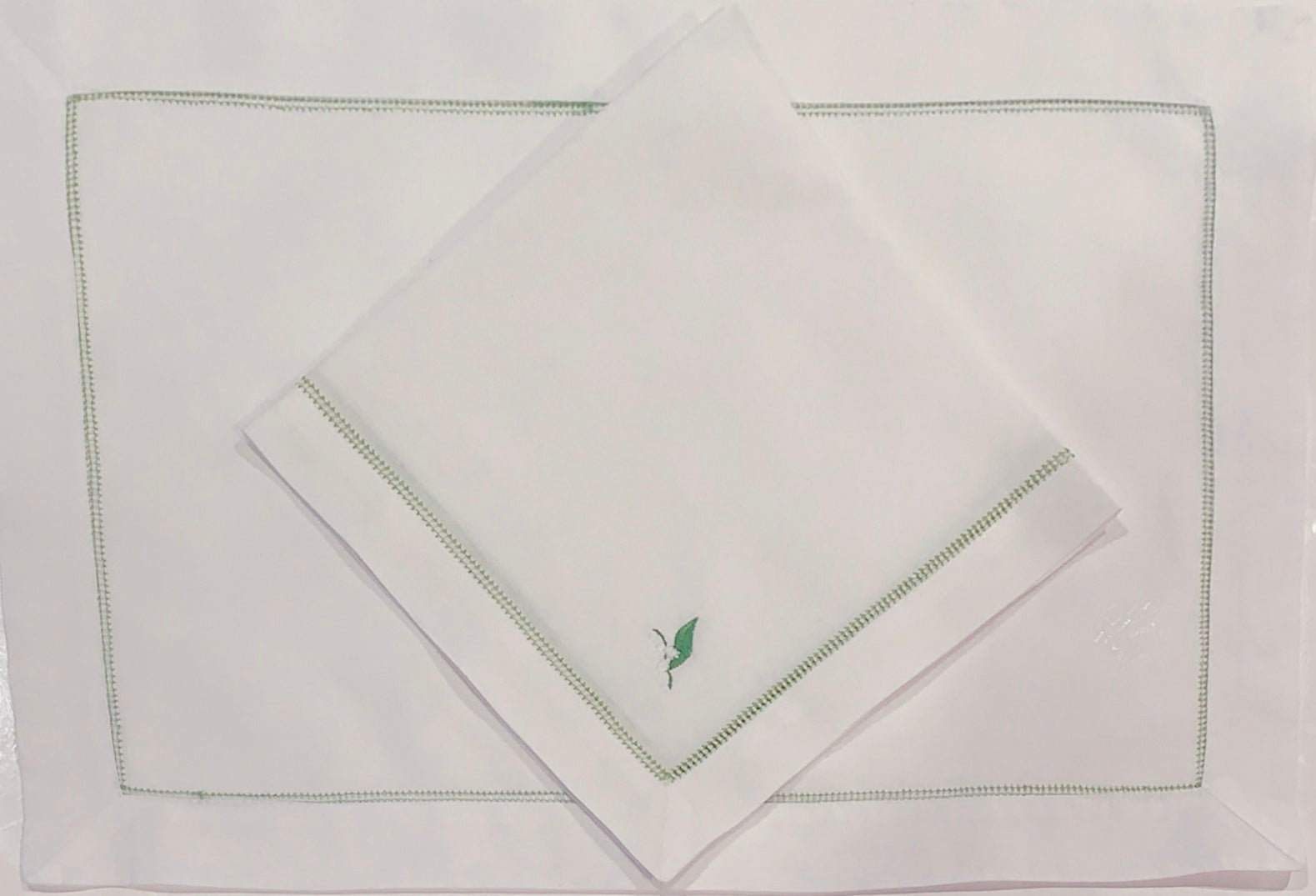 White and Green Lily of the Valley Napkins and Placemats