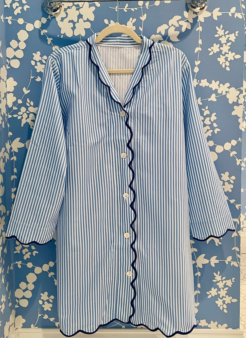 Blue and White Striped Nightshirt