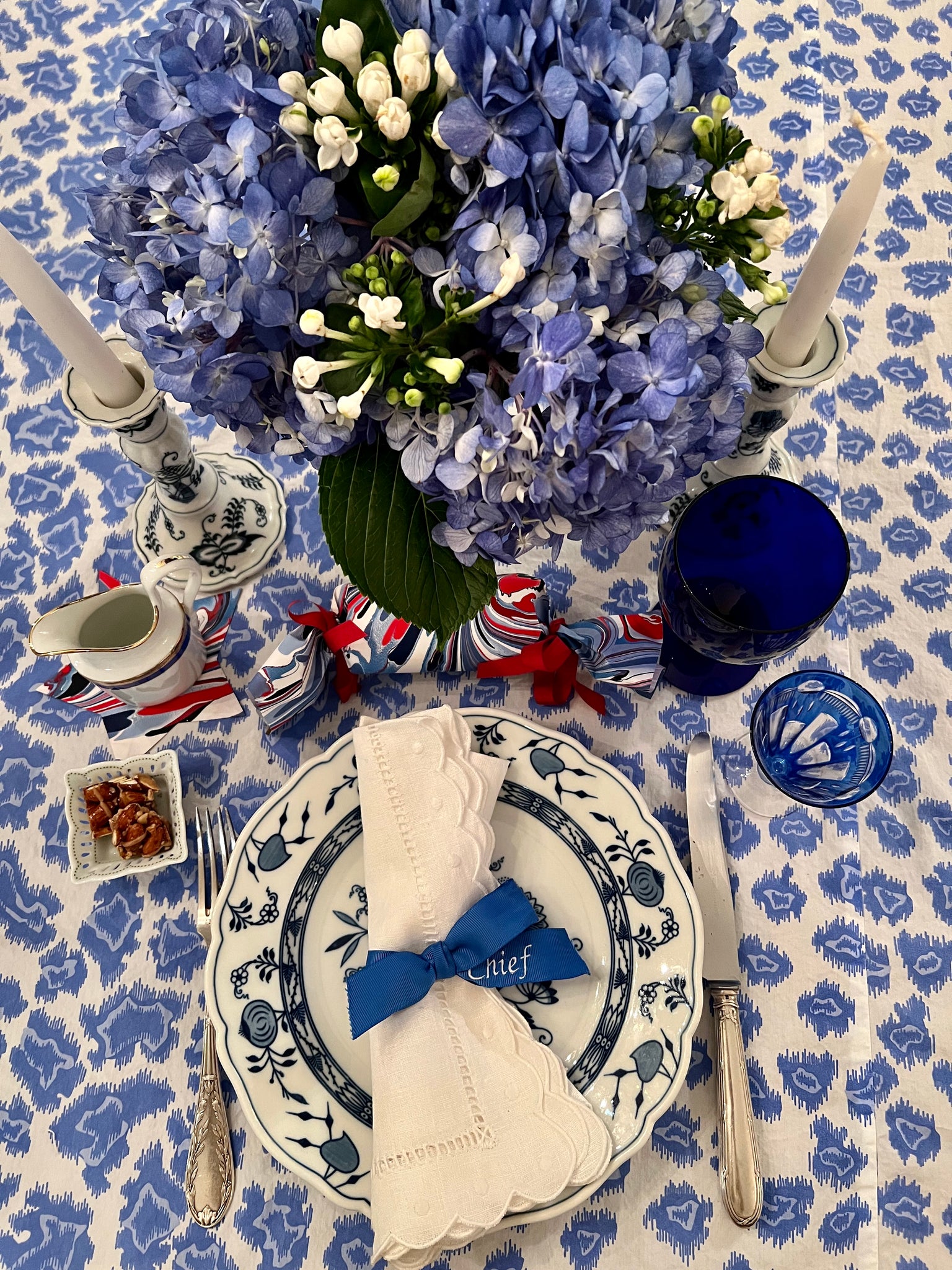 Blue Leopard Tablecloth