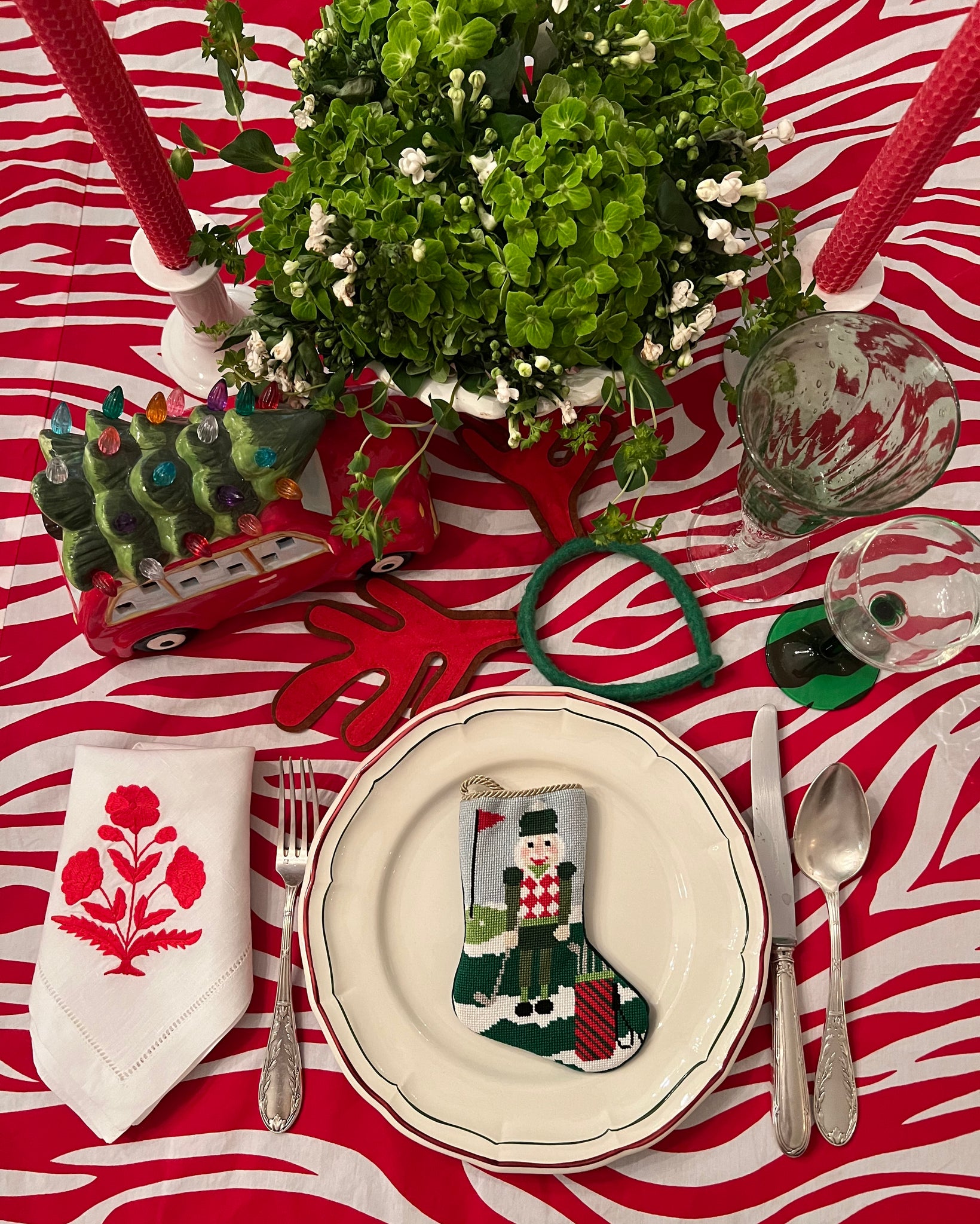 Red and White Zebra Tablecloth