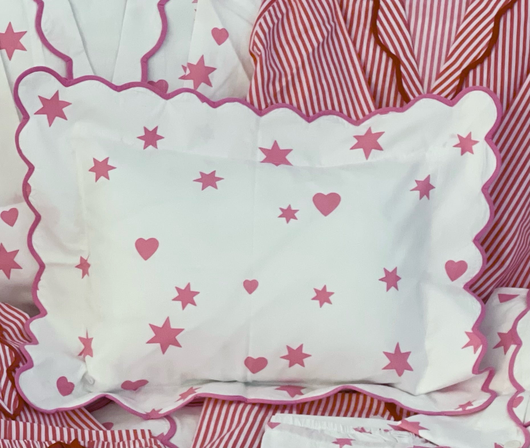 Pink Heart and Star Boudoir Pillow