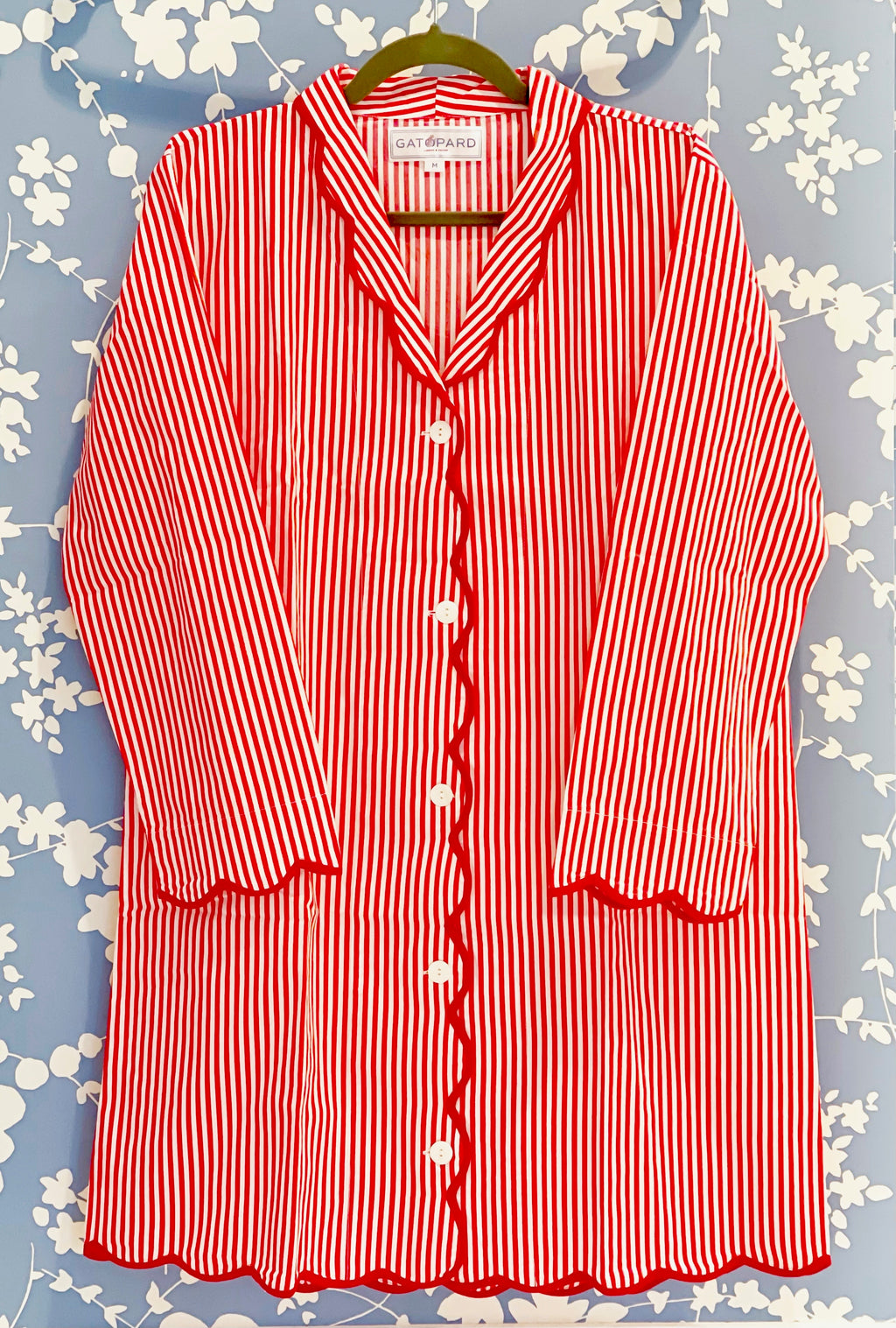 Red Striped Scallop Nightshirt
