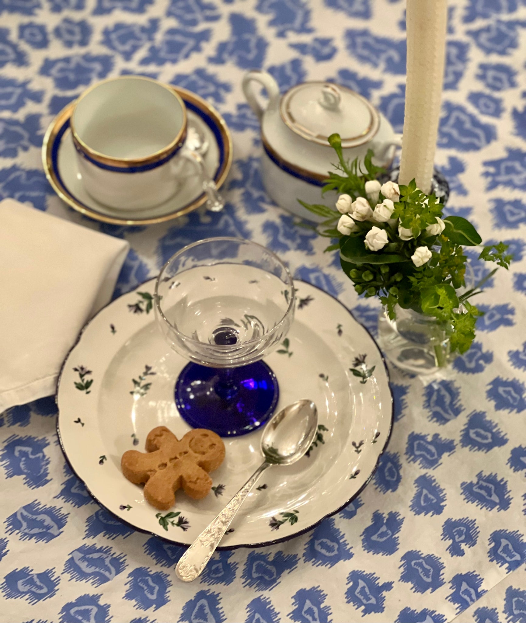 Blue Leopard Tablecloth