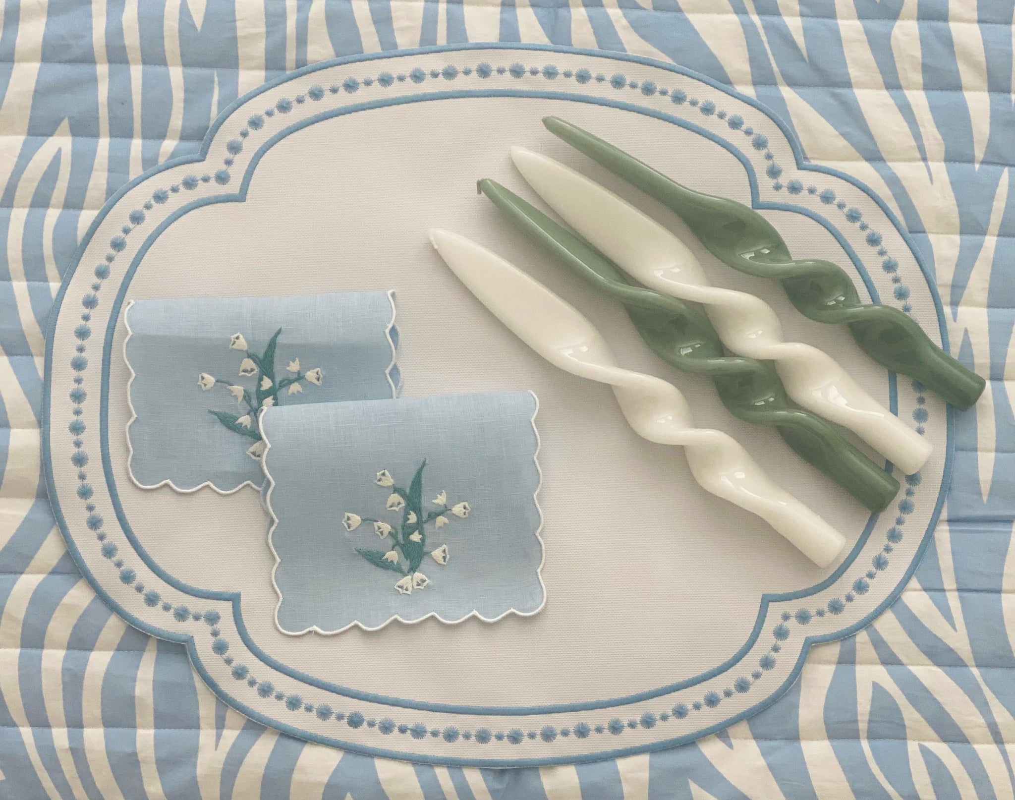 Blue and White Oval Dot Placemat