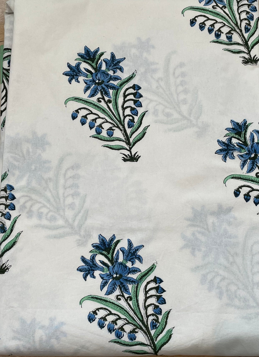 Blue and Green Flower Tablecloth