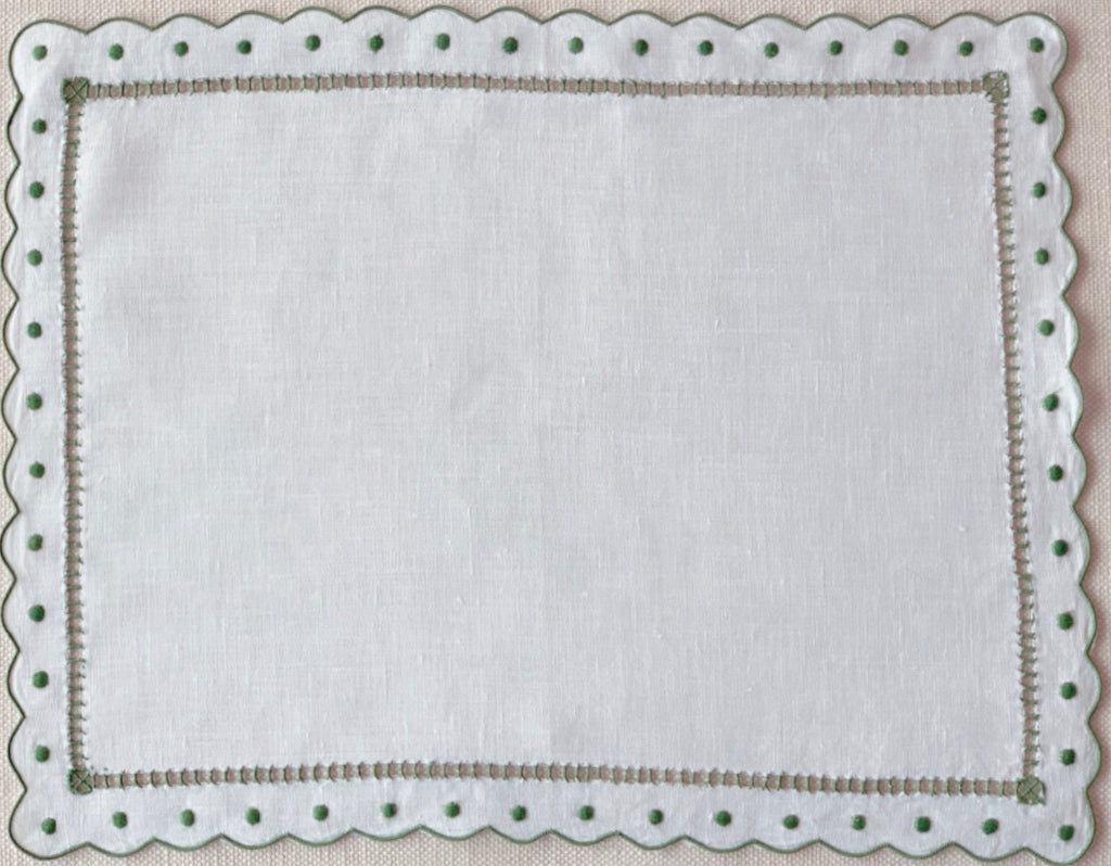 Green and White Scalloped and Dot Placemat